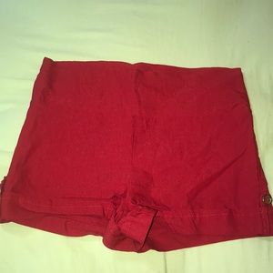 Red high waisted shorts